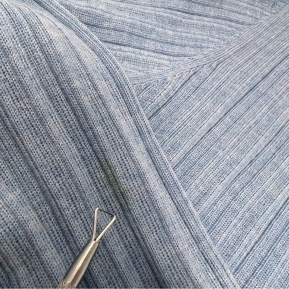 Eileen Fisher Cardigan Sweater Womens PM Blue Merino Wool Ribbed Open Front - Picture 6 of 10